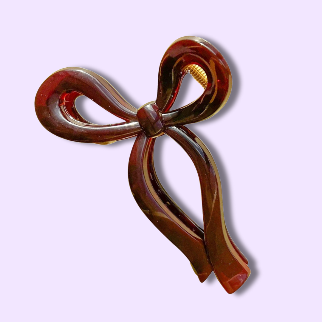 Bow Claw Clip Brown