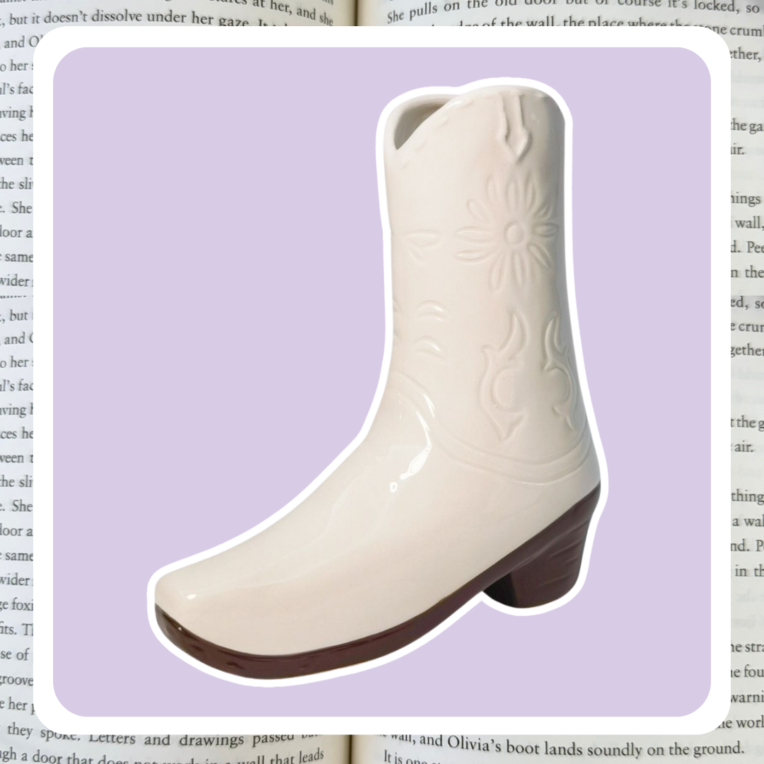 White Cowgirl Boot Vase