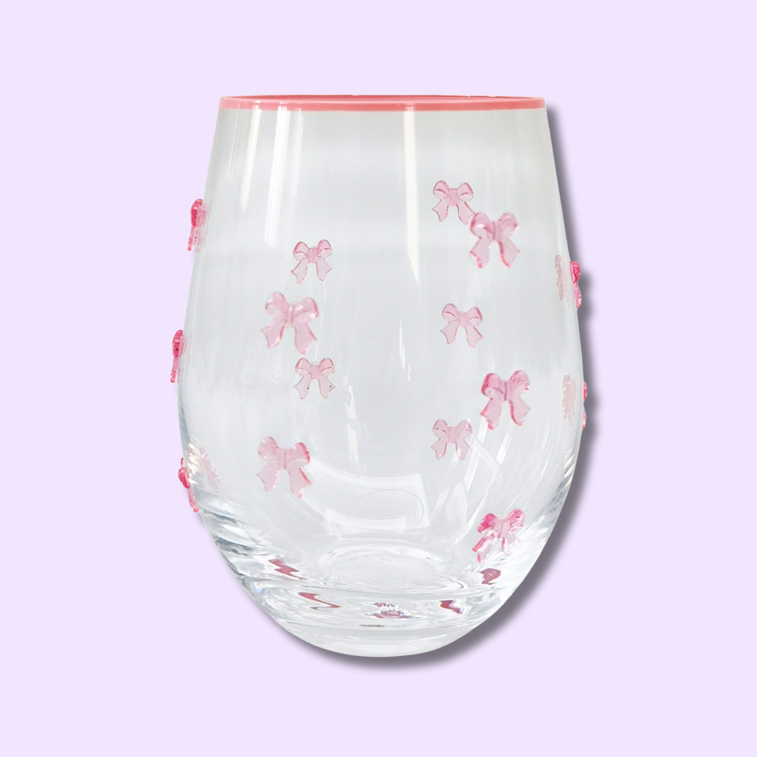 Kaya Pink Bow | Stemless Glass