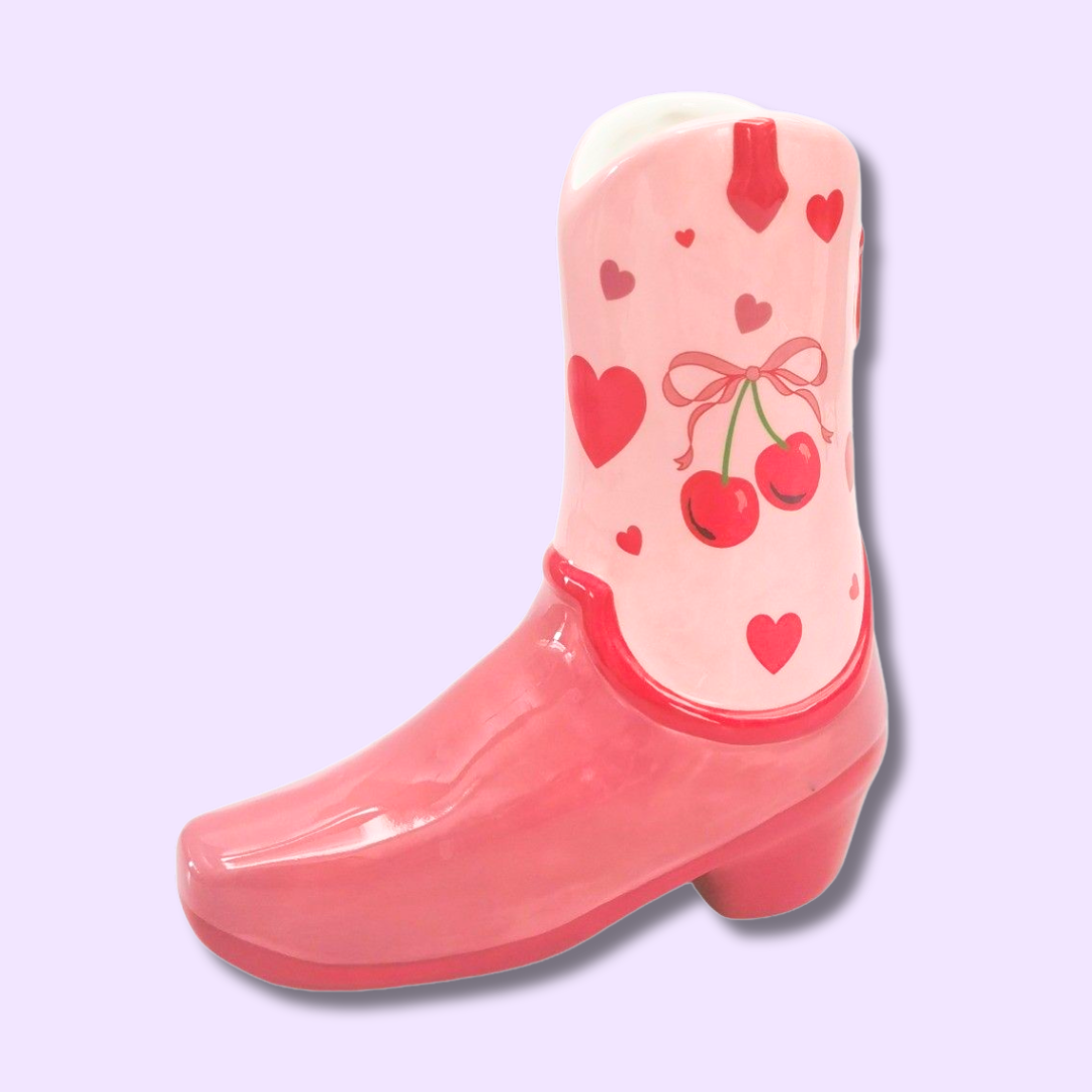Cherry Cowboy Boot Vase